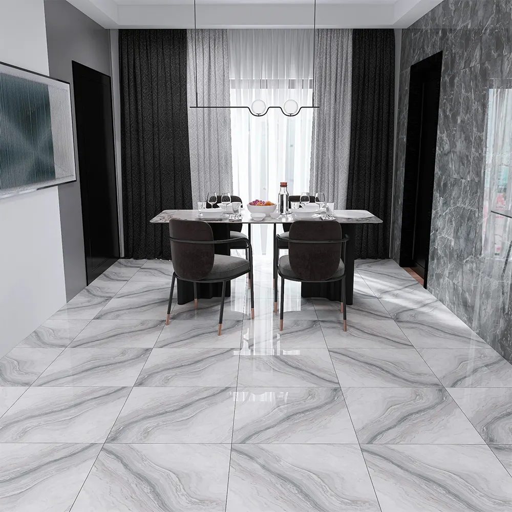 Stone-Look Polished Porcelain Floor Tile 600x600mm