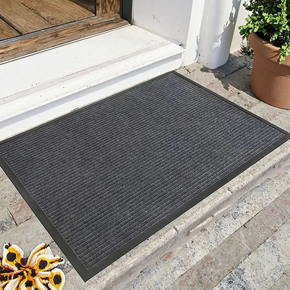 Non-Slip Ribbed Polyester Entrance Door Mat With TPE Backing