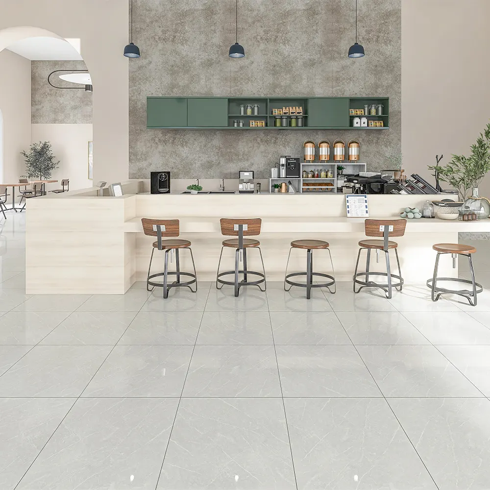 Marble-Look Polished Porcelain Floor Tile 600x600mm