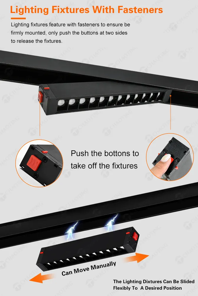 Aluminum Magnetic Lighting Track Rail Black/White 1-3m 220V