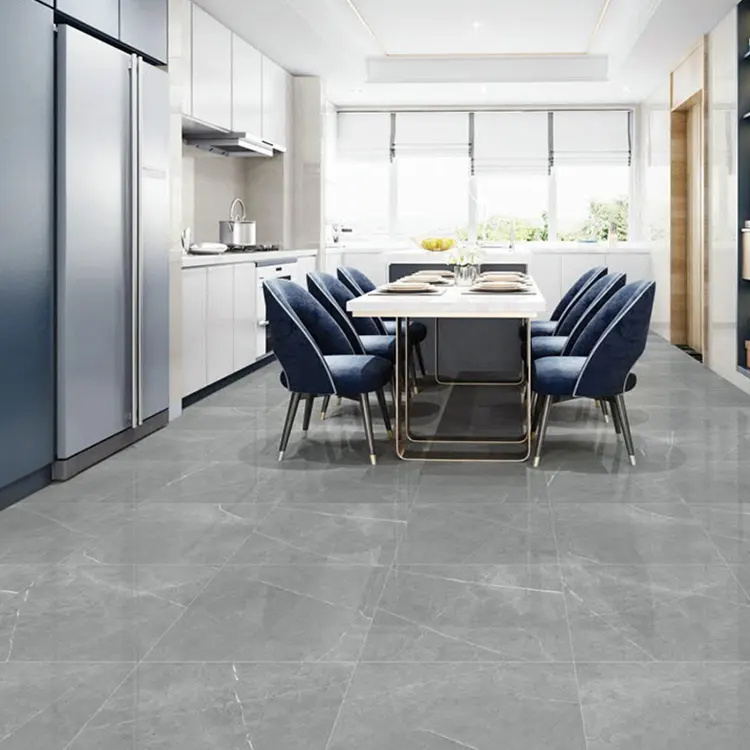 Stone-Look Gray Polished Porcelain Wall And Floor Tile 600x600mm