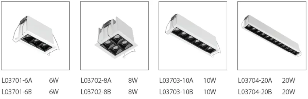 Smart Dimmable Recessed Square LED Grille Spotlight 10W