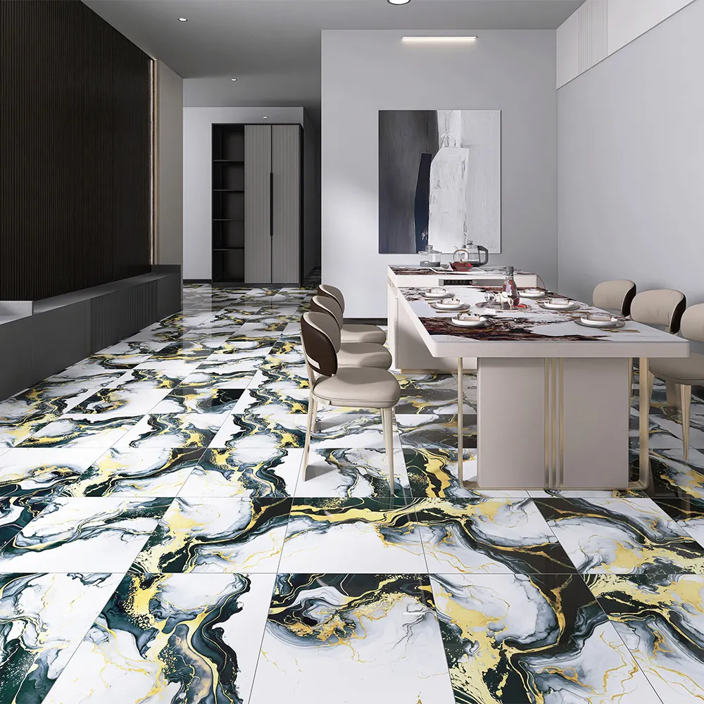 Stone-Look Polished Porcelain Floor Tile 600x600mm