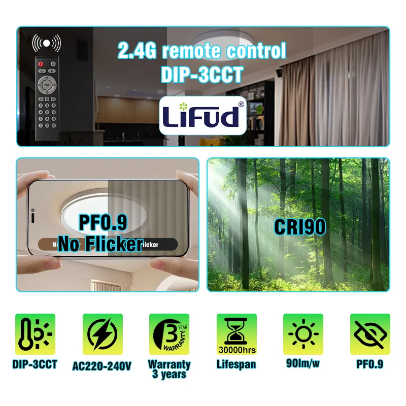 Dimmable Surface-Mounted Aluminum LED Panel Light 52.5x52.5x27cm 40W 220V 3CCT 3CCT Selectable