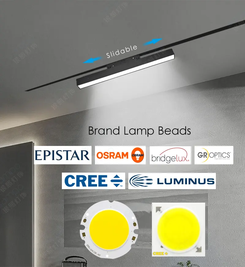 Surface-Mounted Aluminum Magnetic LED Track Spotlight 6-40W 48V