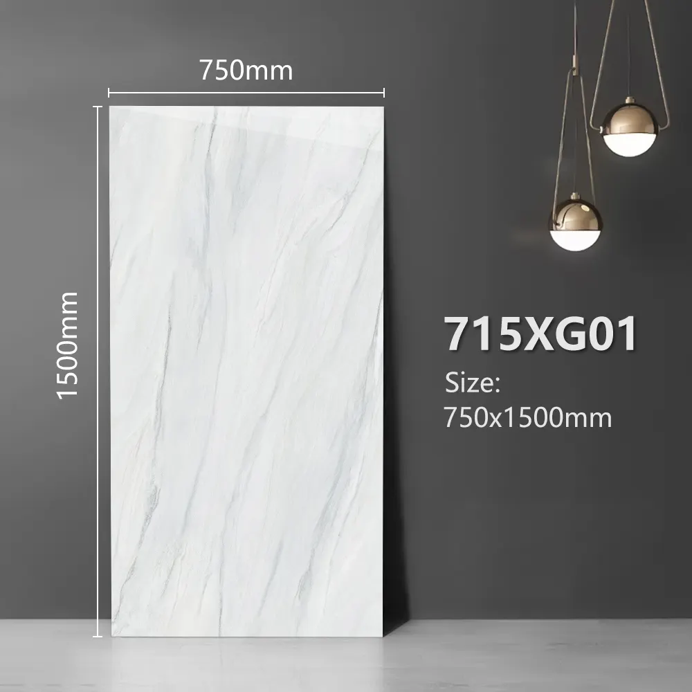 Marble-Look Polished Porcelain Floor Tile 750x1500mm