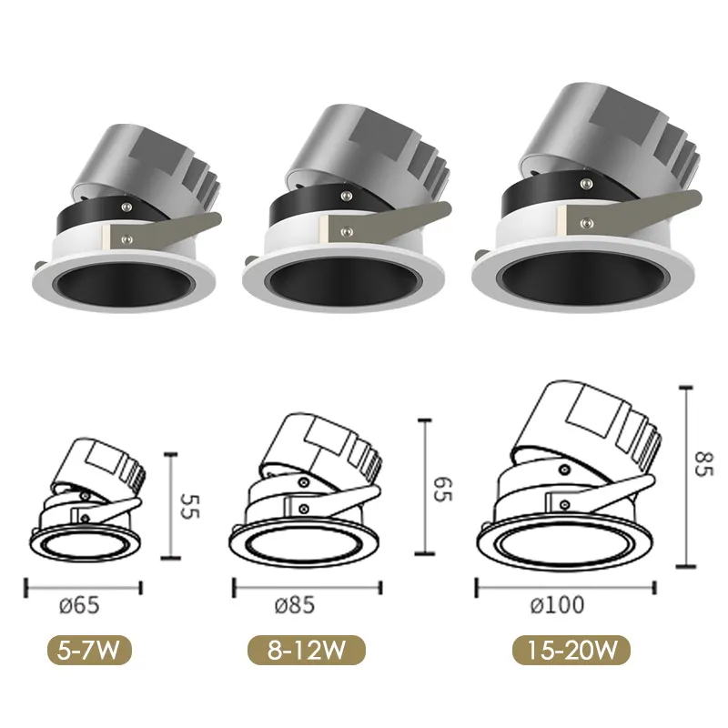 Anti-Glare Dimmable Recessed Round COB LED Downlight 15/20W product sample