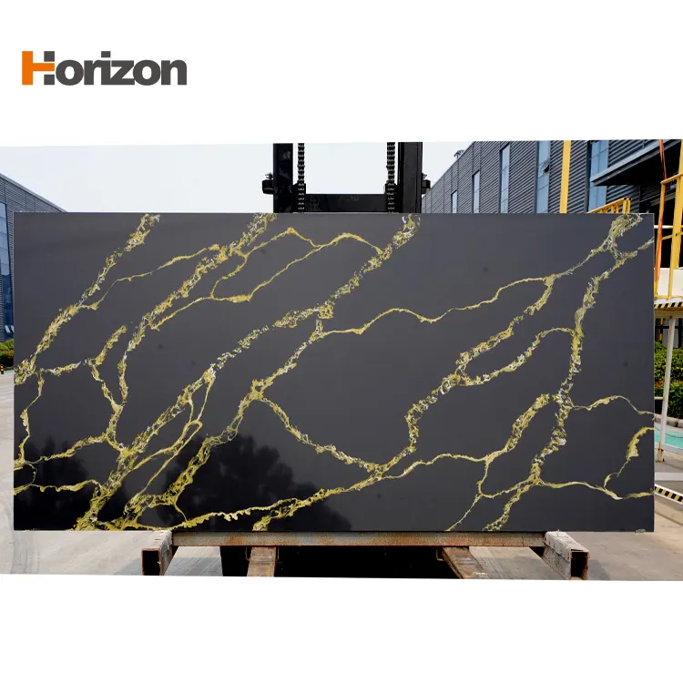 Calacatta Black Engineered Quartz Slab 3200x1600mm