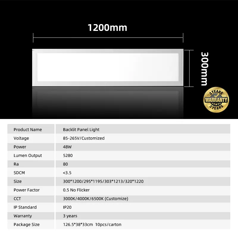 Recessed Square Aluminum LED Panel Light 600x600/300x1200 48W