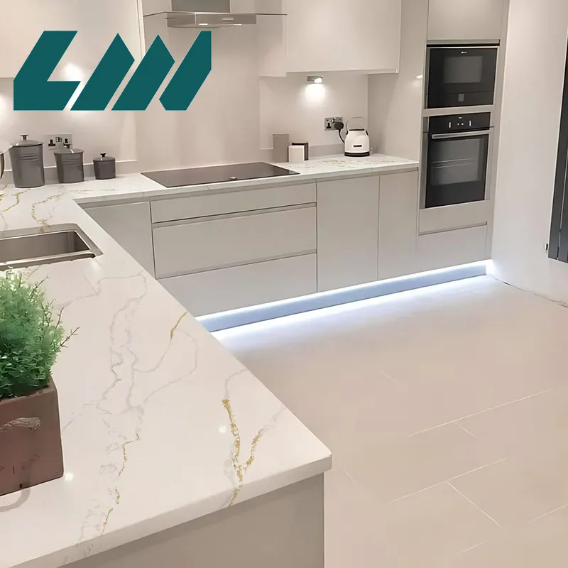 Calacatta White/Gold Engineered Quartz Slab 3200x1600mm