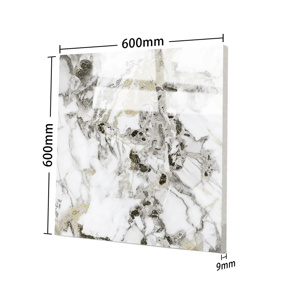 Stone-Look Gold Glazed Porcelain Floor Tile 600x600mm