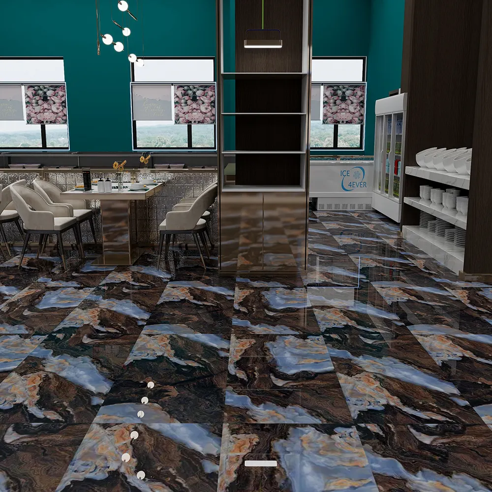 Stone-Look Gray Polished Porcelain Floor Tile 600x1200mm