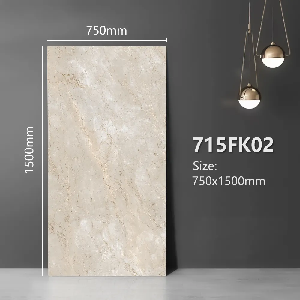 Marble-Look Polished Porcelain Wall And Floor Tile 750x1500mm