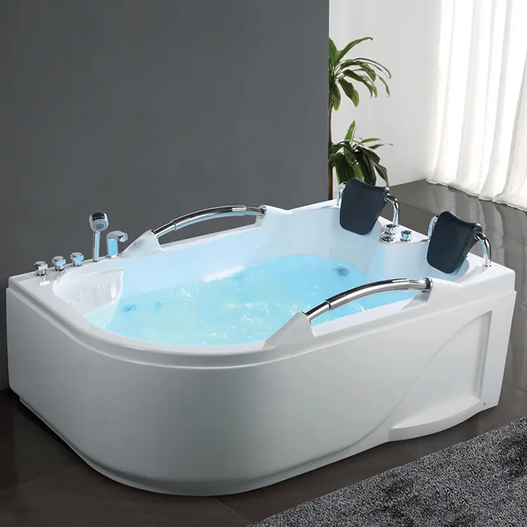Acrylic Corner Whirlpool Massage Bathtub 2-Person 1.5m