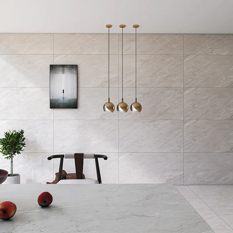 Marble-Look Dark Gray Glossy Porcelain Wall And Floor Tile 600x1200mm