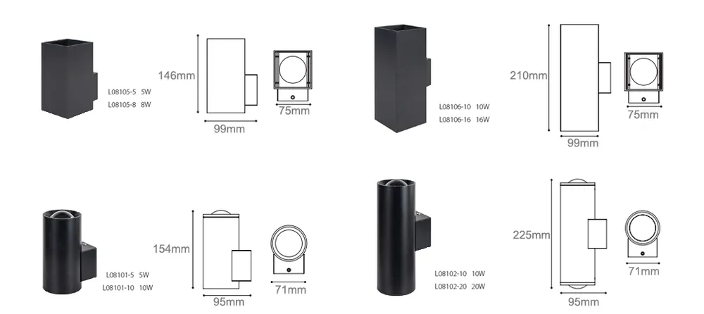 Aluminum LED Wall Light White 5-40W