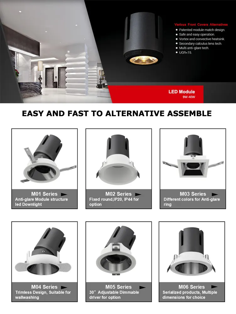 Recessed Aluminum LED Downlight 9-40W