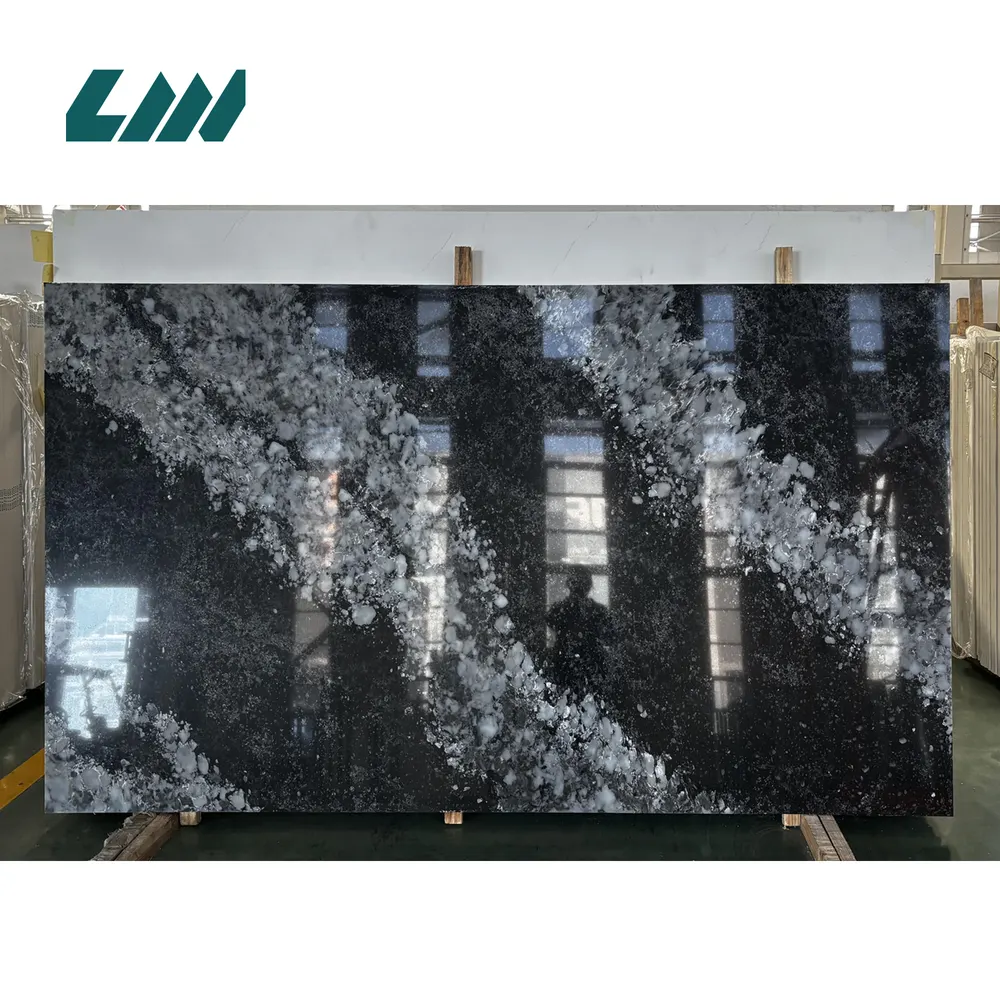 Black Engineered Quartz Slab 3200x1600mm