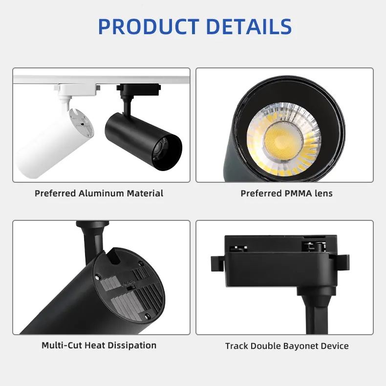 Adjustable Aluminum LED Track Spotlight 20W