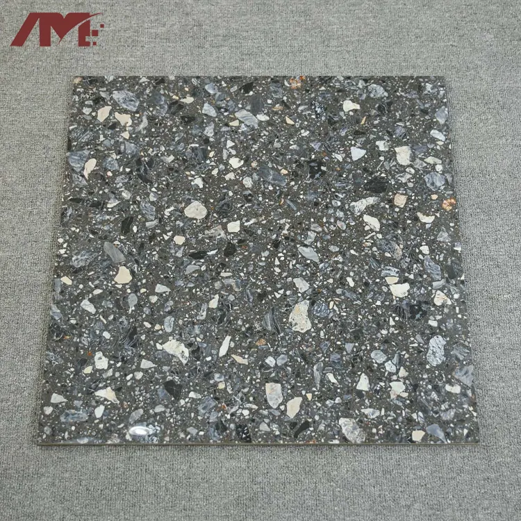 Granite-Look Black/Green Glazed Porcelain Floor Tile 600x600mm