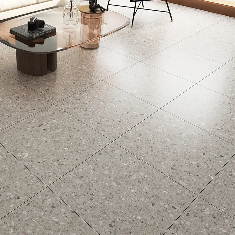 Terrazzo-Look Gray Porcelain Wall And Floor Tile 600x600mm