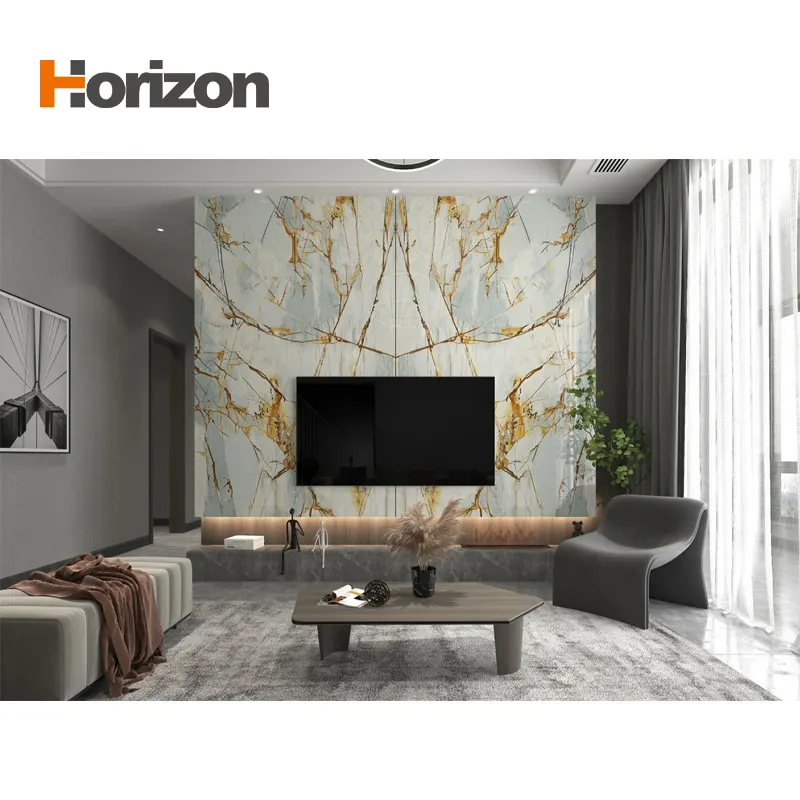 Marble-Look Glossy Sintered Stone Slab 3200x1600mm