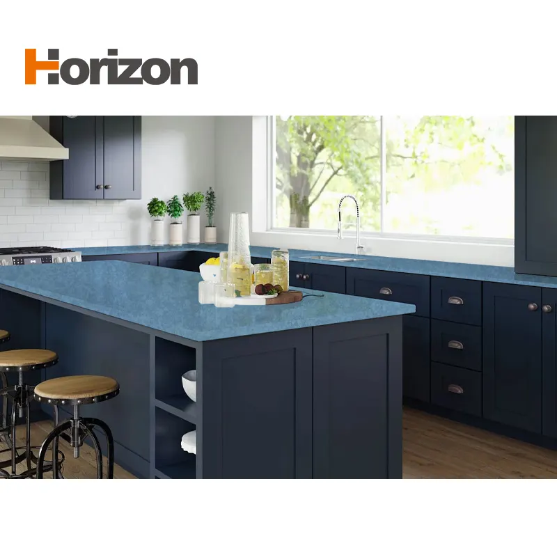 Jade-Look Black/Blue Engineered Quartz Slab 3200x1600mm