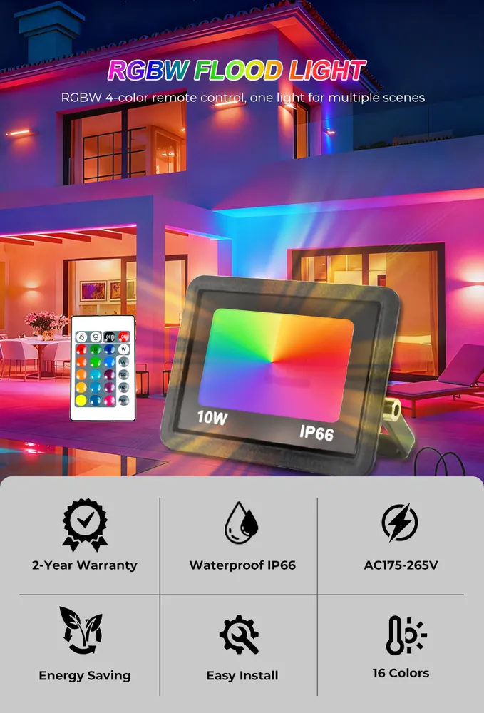 Aluminum RGBW LED Floodlight 50-200W IP66