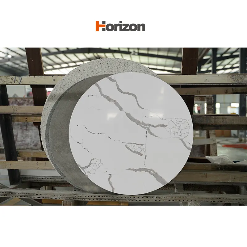 Marble-Look White Engineered Quartz Slab 3200x1600mm