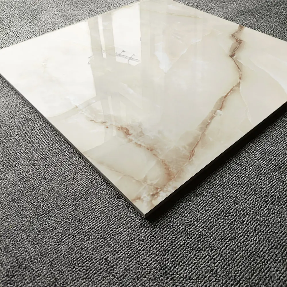 Non-Slip Stone-Look Glossy Porcelain Wall And Floor Tile 600x600mm