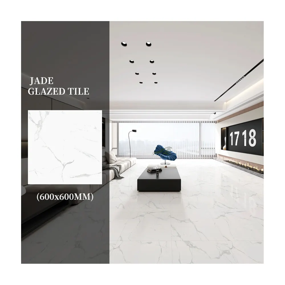Stone-Look Polished Porcelain Floor Tile 600x600mm