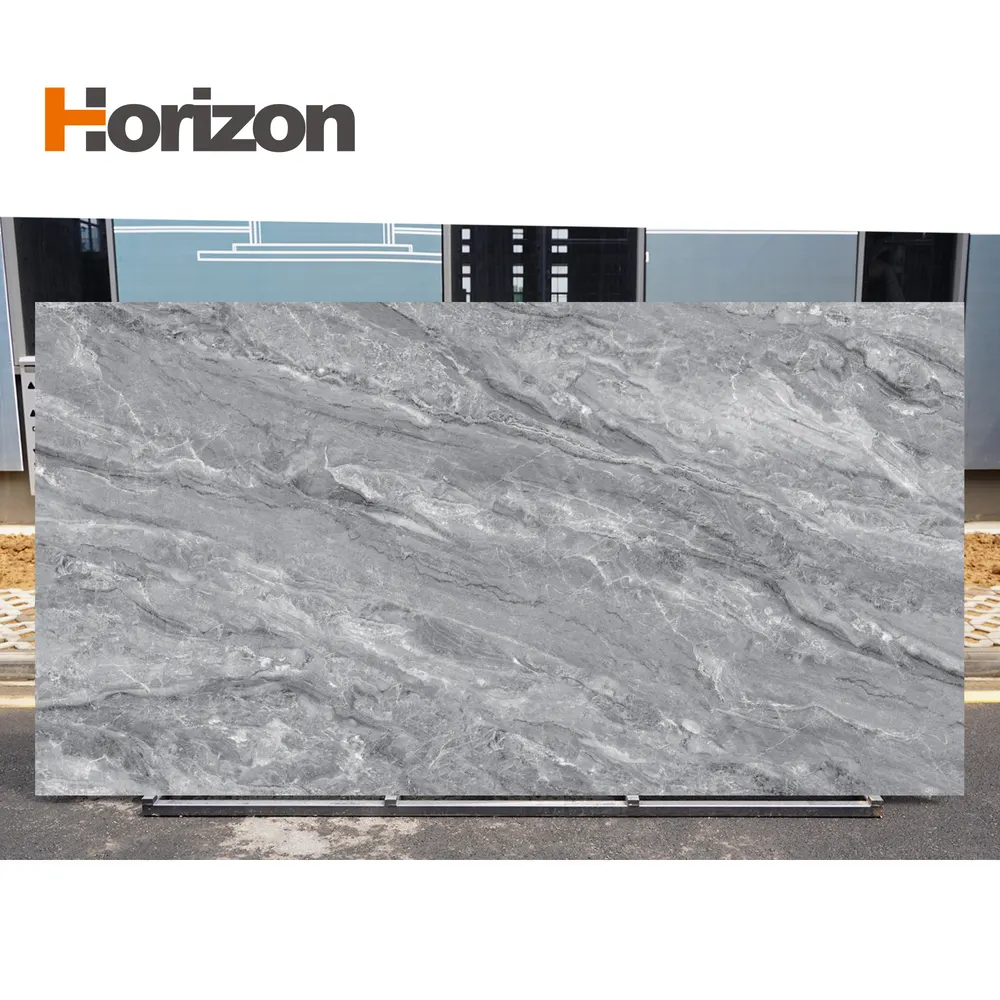 Marble-Look Engineered Quartz Slab For Countertops