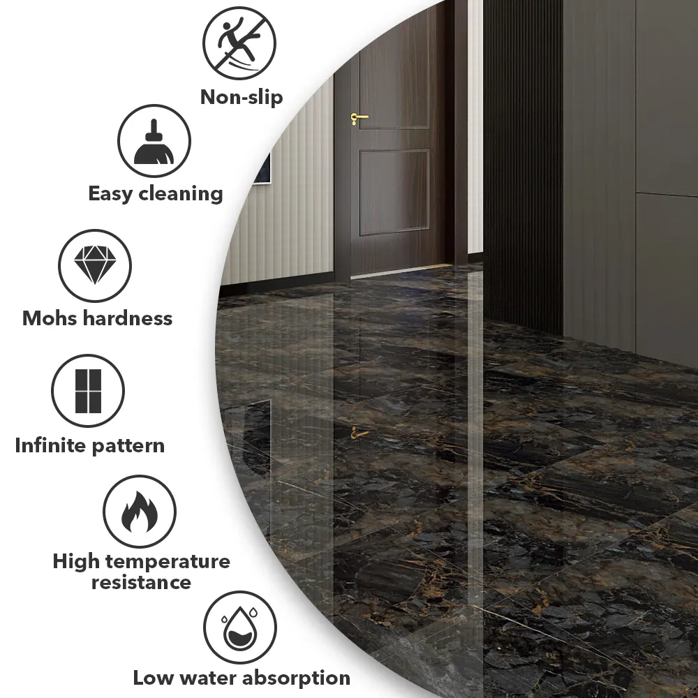 Non-Slip Stone-Look Polished Porcelain Wall And Floor Tile 600x1200mm