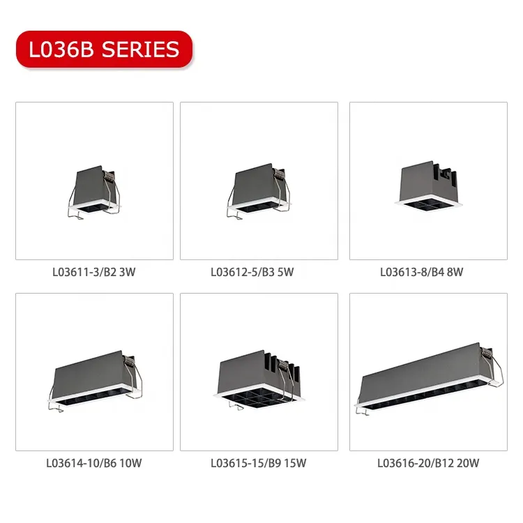 Smart Recessed Aluminum LED Grille Spotlight Black 5-36W