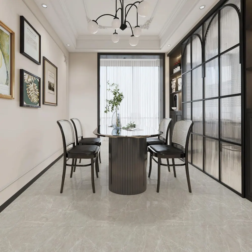Non-Slip Stone-Look Glossy Porcelain Floor Tile 600x600mm