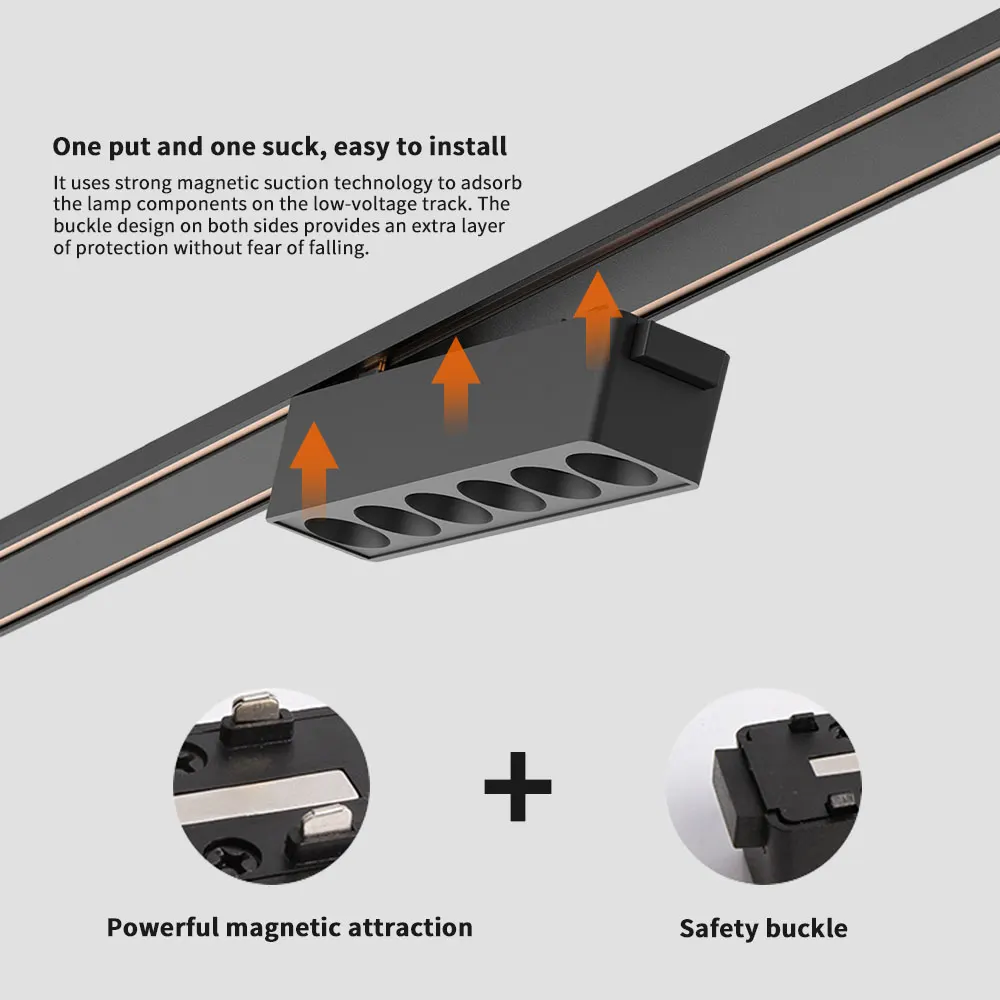 Slim Smart Dimmable Surface-Mounted Magnetic LED Track Spotlight 5-30W 48V product sample