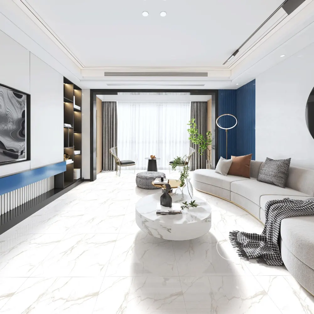 Non-Slip Stone-Look Polished Porcelain Floor Tile 600x600mm