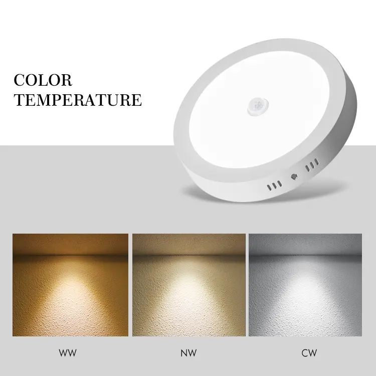 Motion-Sensor Slim Surface-Mounted Round LED Panel Light 15-24W