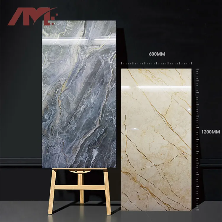 Travertine-Look Polished Porcelain Floor Tile 600x1200mm