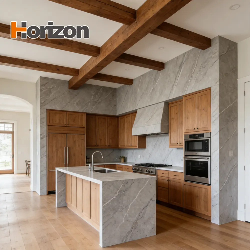 Wood-Look Glossy Sintered Stone Slab 1600x3200mm