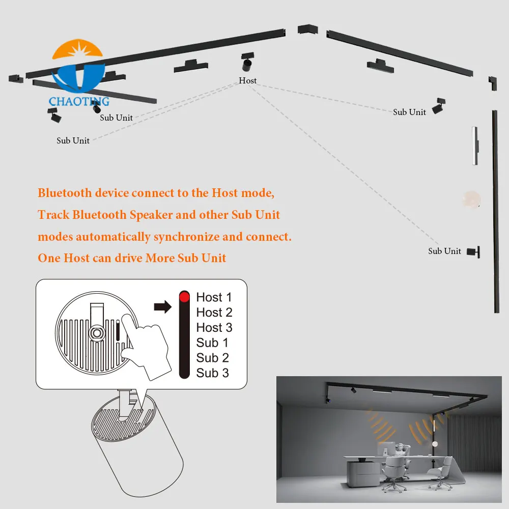 Tuya WiFi Dimmable Magnetic LED Track Spotlight With Speaker 48V/220V