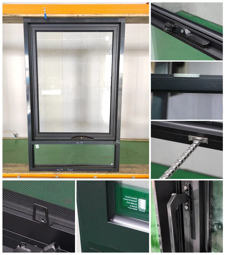 Thermal-Break Aluminum Crank Awning Window 5+12A+5mm
