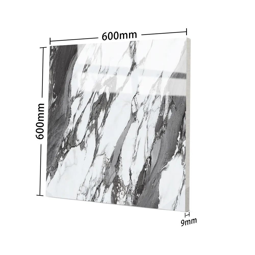 Marble-Look White Polished Porcelain Wall And Floor Tile 600x600mm