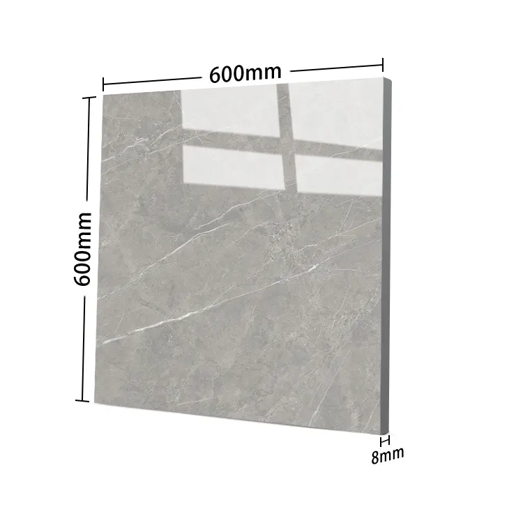 Stone-Look Gray Polished Porcelain Floor Tile 600x600mm