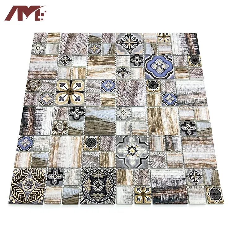 Wood-Look Matte Glass Mosaic Tile 297x297x7mm