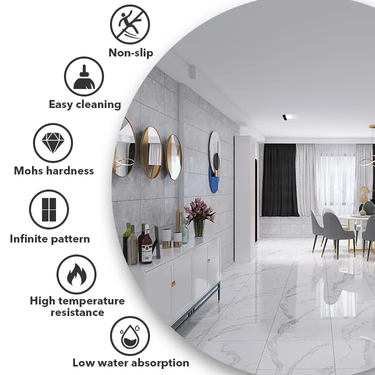 Carrara White Porcelain Floor Tile 600x600mm