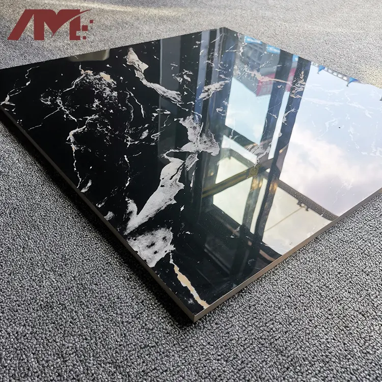 Black Stone-Look Porcelain Floor Tile 600x600mm product sample