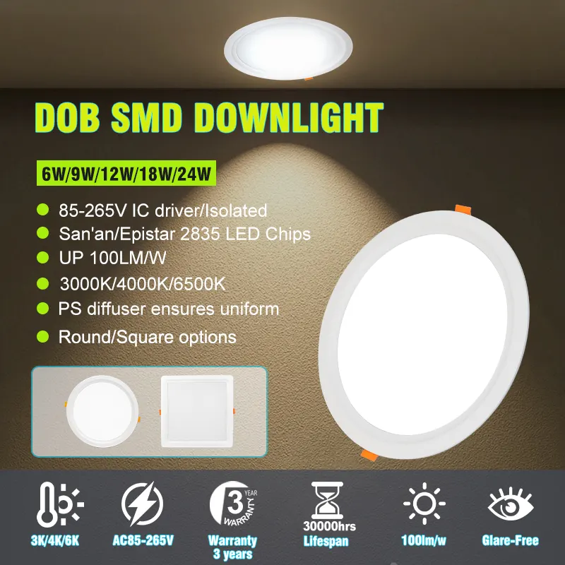 Slim Dimmable Recessed LED Panel Light 4-18W IP44