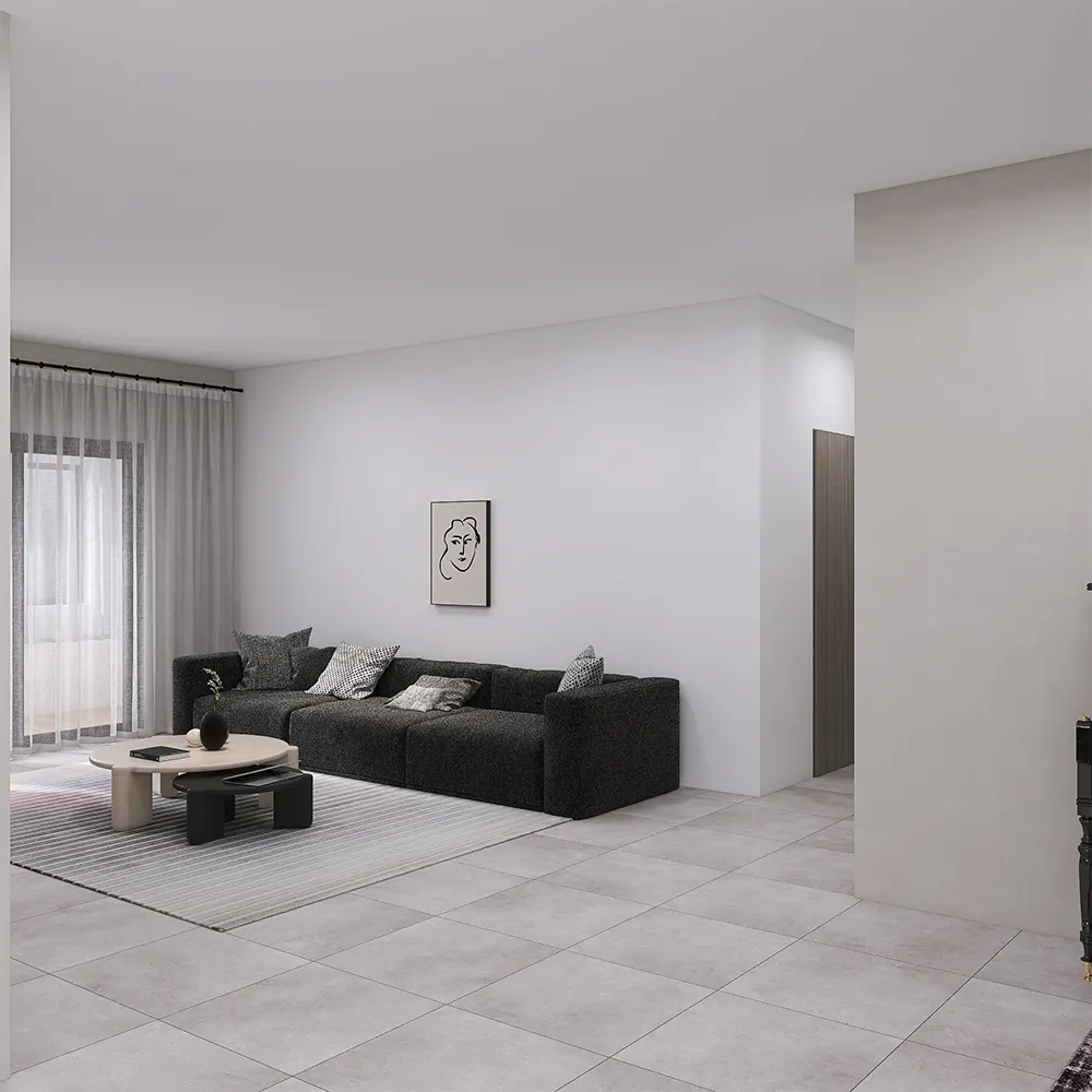 Non-Slip Concrete-Look Gray Matte Porcelain Floor Tile 600x600mm