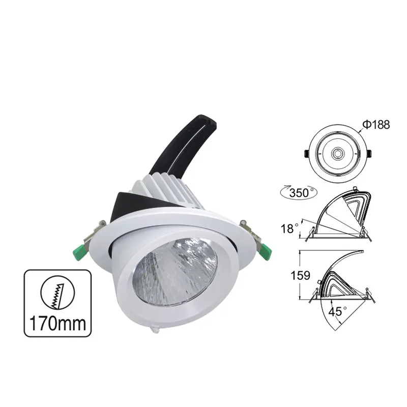 Zoomable Recessed Aluminum LED Downlight